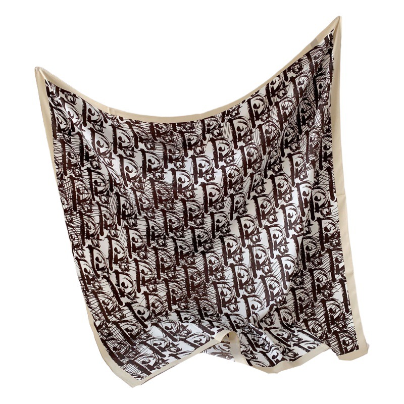 Bufanda de seda europea y americana nueva bufanda cuadrada grande de alto grado para mujer seda artificial letras en blanco y negro bufanda de todo fósforo cálido chal decorativo