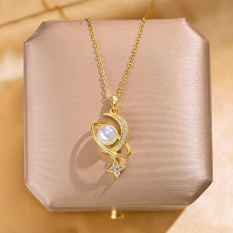 Moon Planet Pendant Necklace for Women, Niche Design, New High-Quality Pendant Clavicle Chain Jewelry Wholesale