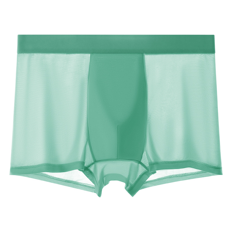 Calzoncillos de seda de hielo de verano calzoncillos boxer de seda de hielo para hombres cabeza entrepierna antibacteriana color sólido cuatro esquinas pantalones cortos para niños nuevos para hombres