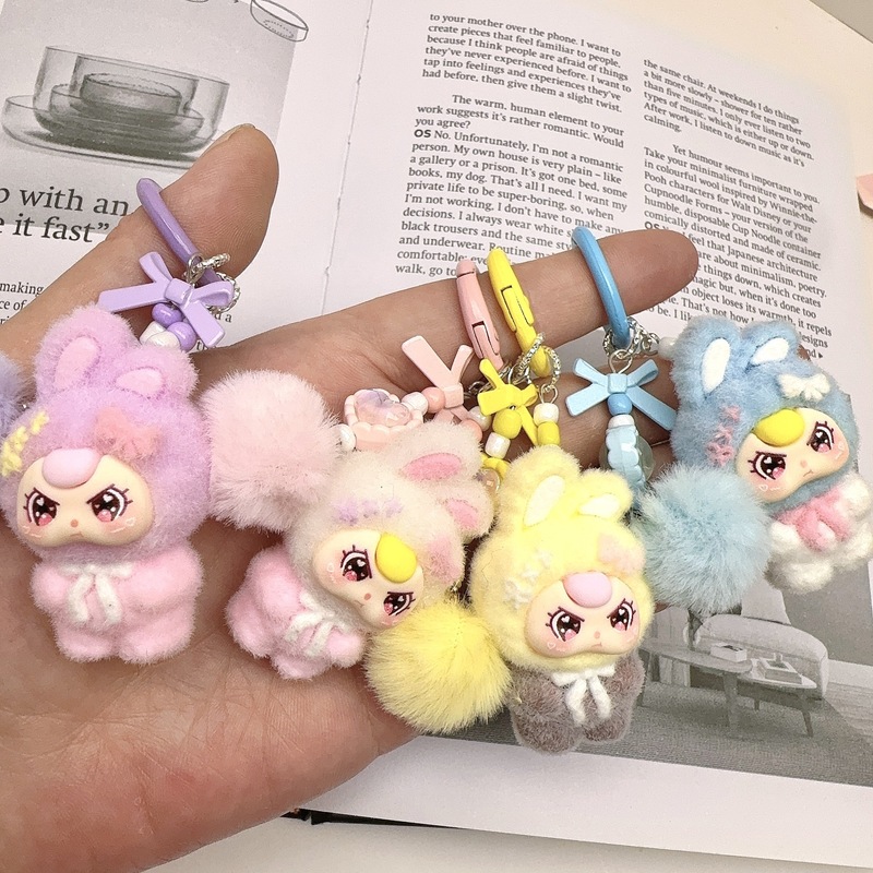 可爱植绒三岁娃娃公仔钥匙扣diy饰品配件萌粒潮玩挂件直播盲袋|undefined