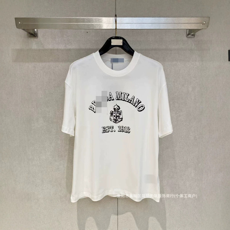 Triangular Cross-Border Luxury Fashion High-Quality Printed Letter Short-Sleeve Trendy Brand Export Crew Neck Loose T-Shirt