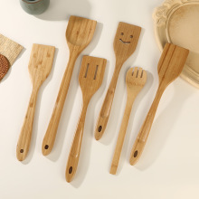 亚马逊热款竹制不粘锅铲子家用厨具长柄竹铲厨房用品防烫炒菜煎铲