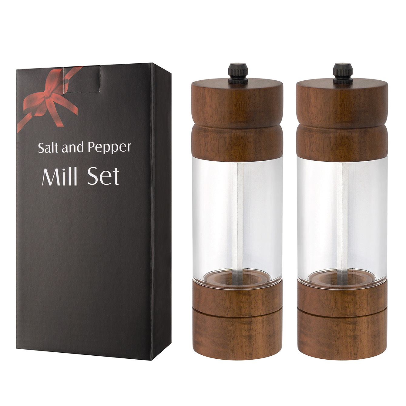 Molino de pimienta acrílico sal marina doméstica molino de pimienta pagoda molino de pimienta madera de cocina molino de pimienta