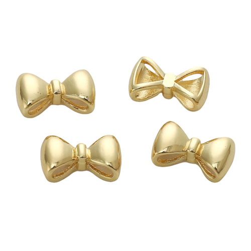 Color-Keeping 14K Gold Plated Copper Smooth Butterfly Knot Separating Bead Bracelet Necklace DIY Craft Material Accessory Wholesale