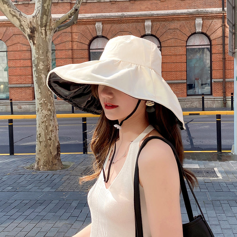 Summer UV resistant women s black rubber new versatile sunscreen western style face covering fisherman travel sun_voghion.com