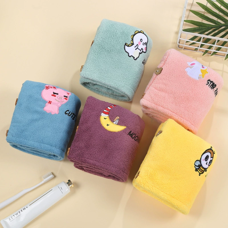Coral velvet hair towel, soft dry shower cap, scarf, wholesale, increased thickness, internet celebrity, with embroidery