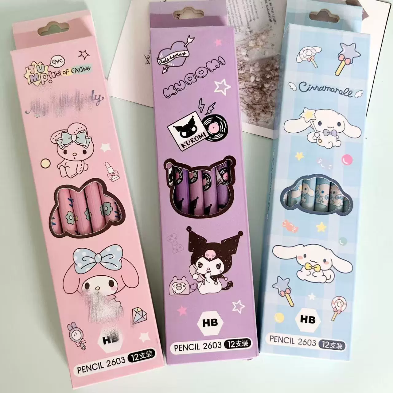 Карандаши Sanrio 12 шт в盒ке Kuromi cinnamon dog деревянные карандаши для школьников, художественные карандаши, пишущие ручки HB