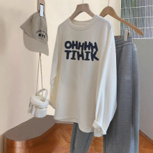 白色棉长袖t恤女装2025早秋新款秋冬季欧货大版洋气打底衫上衣