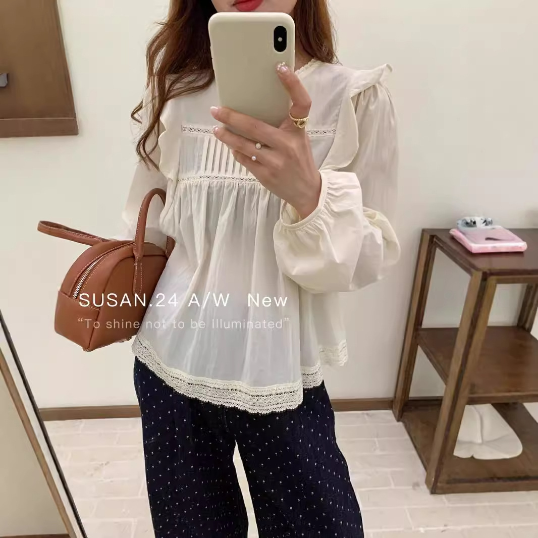 SUSAN Damen bekleidung Shahe Nan cheng Stand 2024 Herbst koreanische Schwerindustrie süßes Temperament kleines Hemd DL77