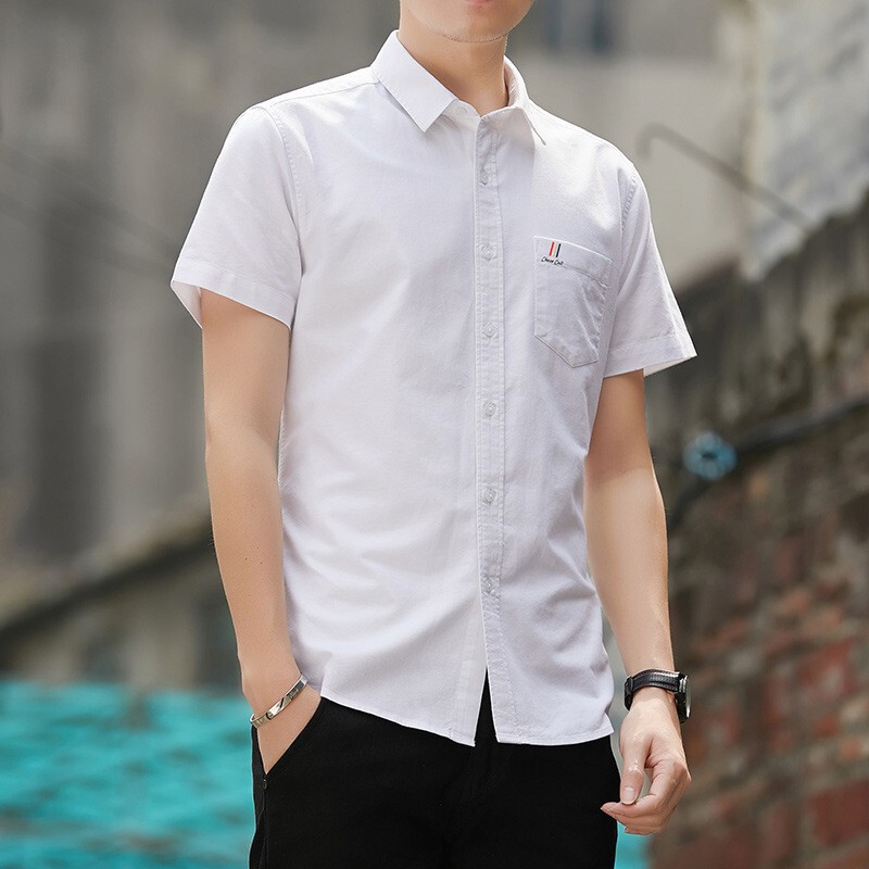 Cotton Men's Short-Sleeved Shirt 2026 New Summer Oxford Cloth Solid Color Slim Fit Business Casual Cotton Shirt for Men Cotton Men's Short-Sleeved Shirt 2026 New Summer Oxford Cloth Solid Color Slim Fit Business Casual Cotton Shirt for Men