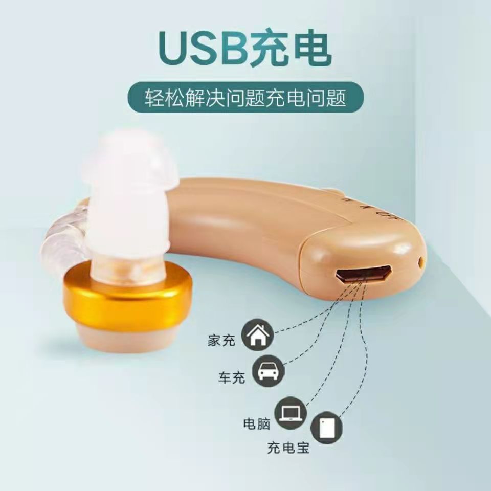 Banglijian Inalámbrico Recargable invisible audífono para los ancianos sordos oído trasero una oreja ajustable C- 109