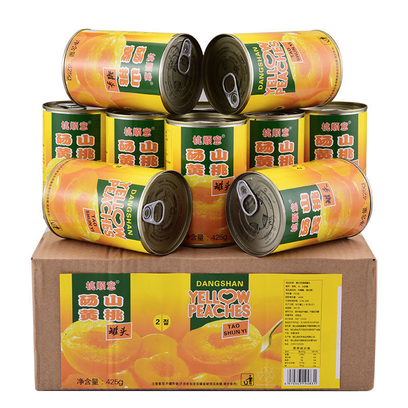 fresh Yellow peach can Full container 12 Canned *425g Dangshan specialty Syrup fruit Canned 4 baking wholesale