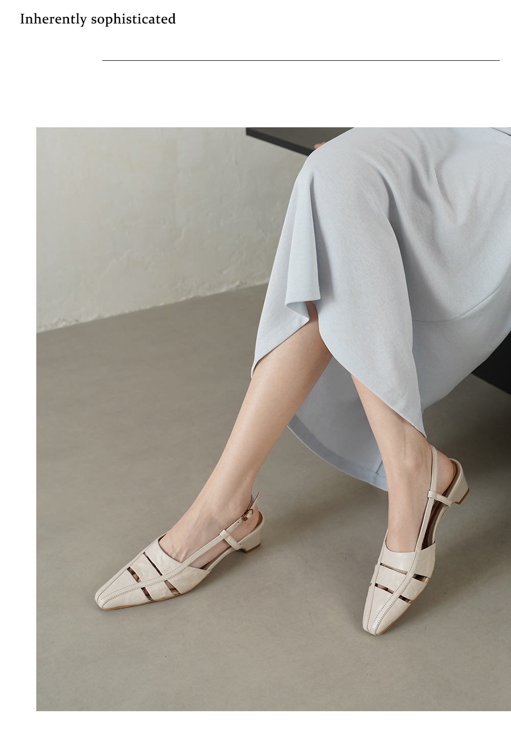 Sandal nữ da cừu gót thô quai ngang phong cách La Mã hở gót — đen chi tiết 8