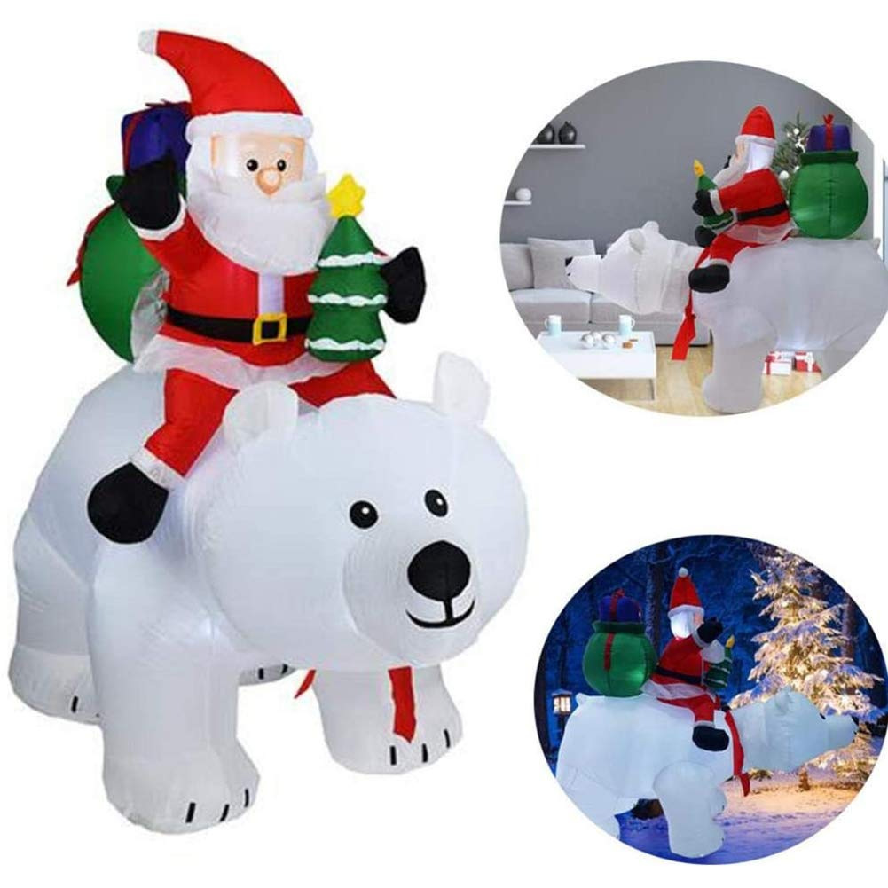 Venta caliente transfronteriza suministros de Navidad modelo inflable 2,1 m Santa Claus equitación sacudiendo la cabeza del oso decoración de Navidad