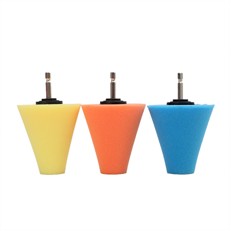 Venta al por mayor cubo de la rueda del coche pulido esponja disco cono pulido esponja rueda manija de la puerta interior pulido rueda para taladro eléctrico