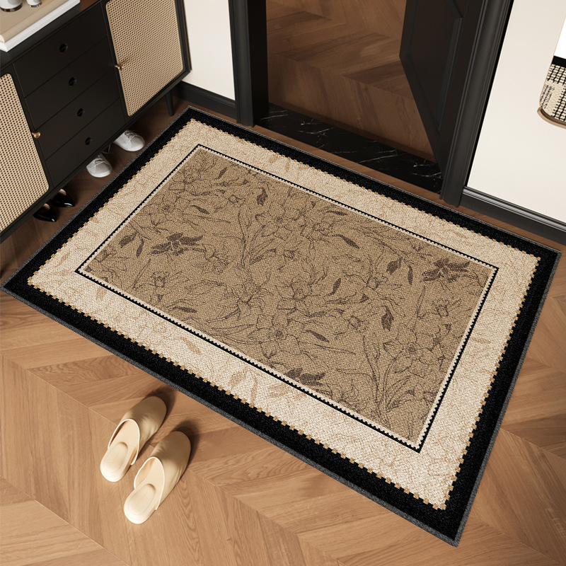 Tapis d'entrée bouclé de style vintage français haut de gamme, découpable sur mesure, antidérapant._voghion.com