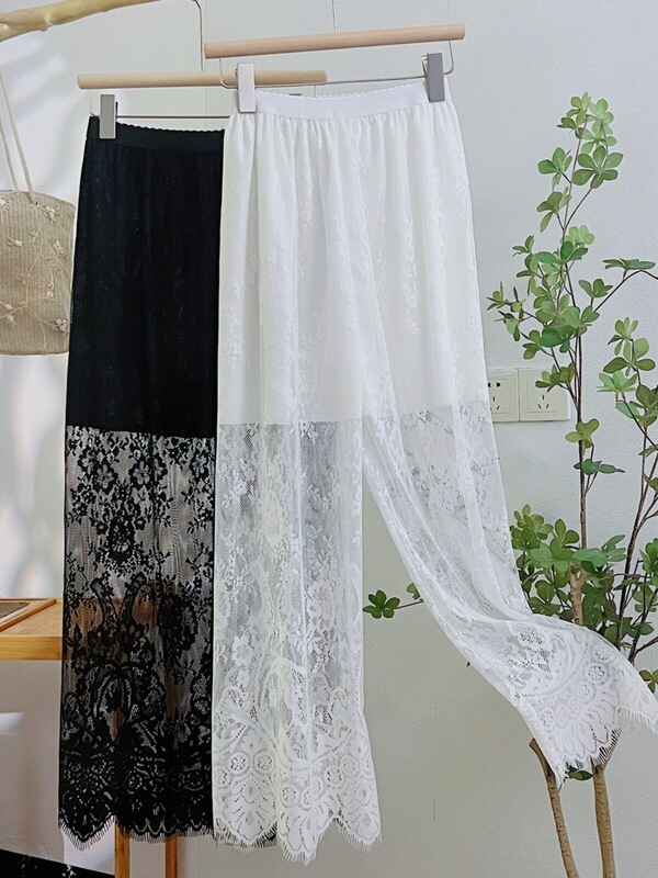 Extended White Hanfu Safety Pants, Lace Wide-Leg Long Pants, Qipao Lining Pants, Spring and Autumn Elastic Waistband Leggings, Mesh Pants Extended White Hanfu Safety Pants, Lace Wide-Leg Long Pants, Qipao Lining Pants, Spring and Autumn Elastic Waistband Leggings, Mesh Pants