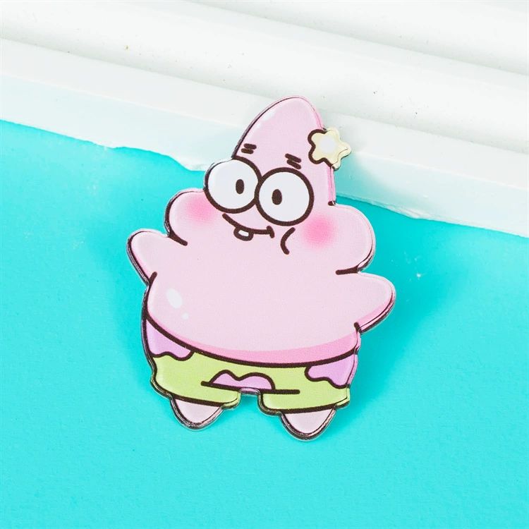 Brand cartoon sponge children's acrylic brooch, badge, bag accessory, pin, pendant, Birthday gift