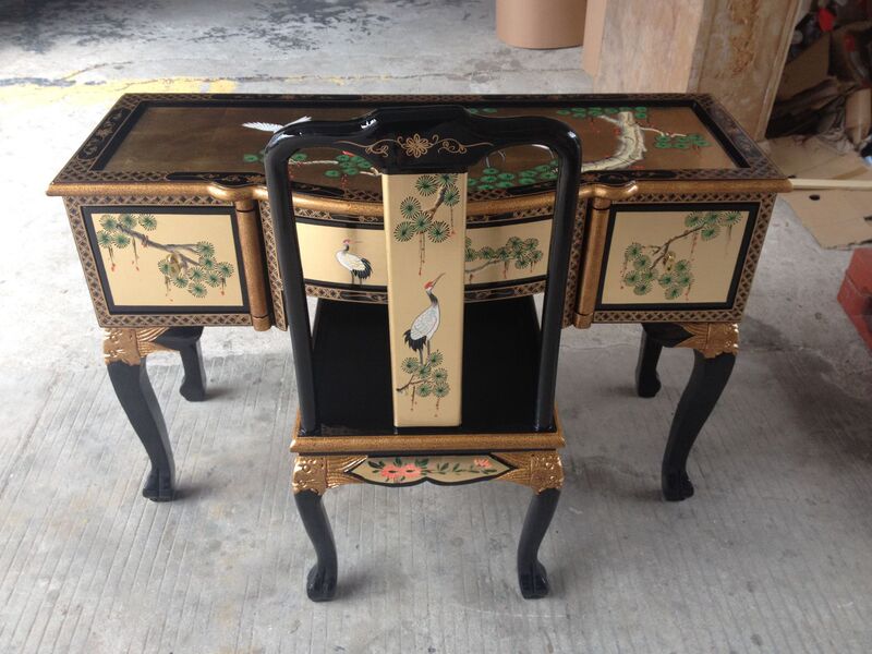 Supreme beauty Ming and Qing classical furniture gold foil desk chair combination court hand-painted high-grade desk factory wholesale