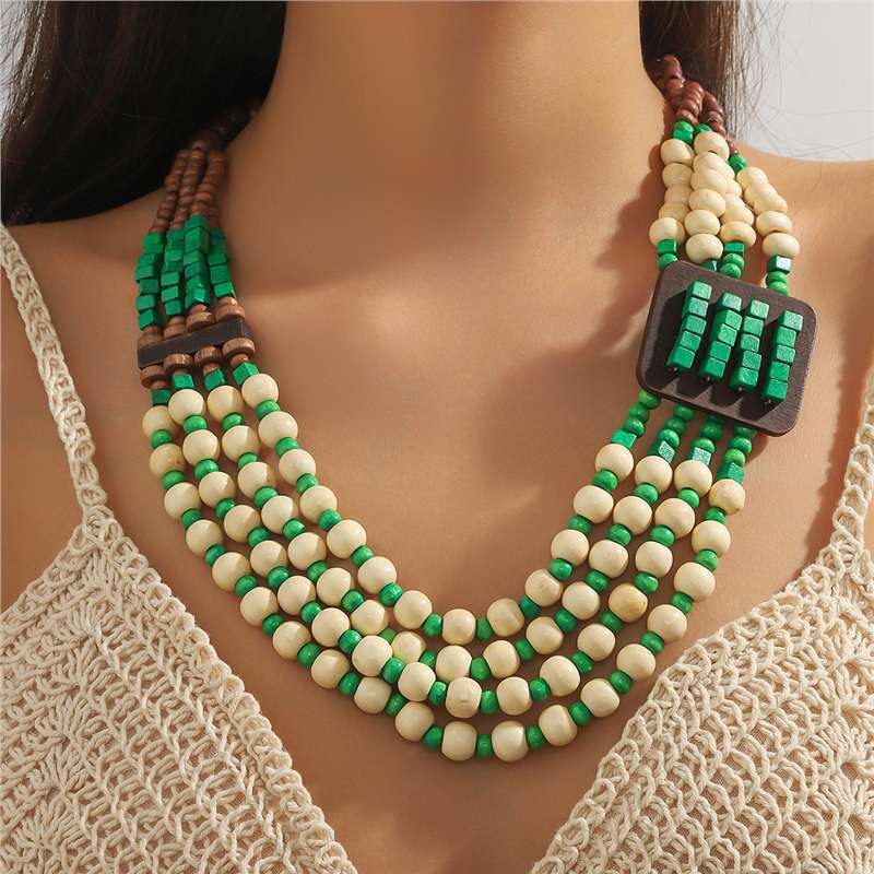 Bohemian Multi-layer Beaded Statement Necklace Ethnic Style_voghion.com