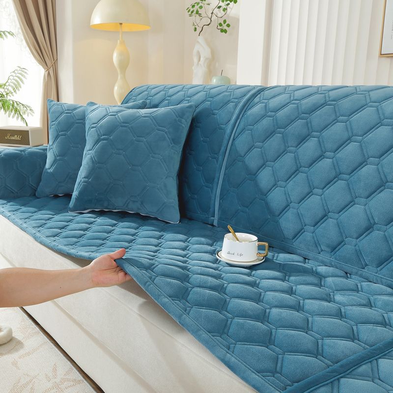 沙发垫加厚毛绒坐垫套防滑冬季定作简约布艺垫子四季皮沙发巾通用