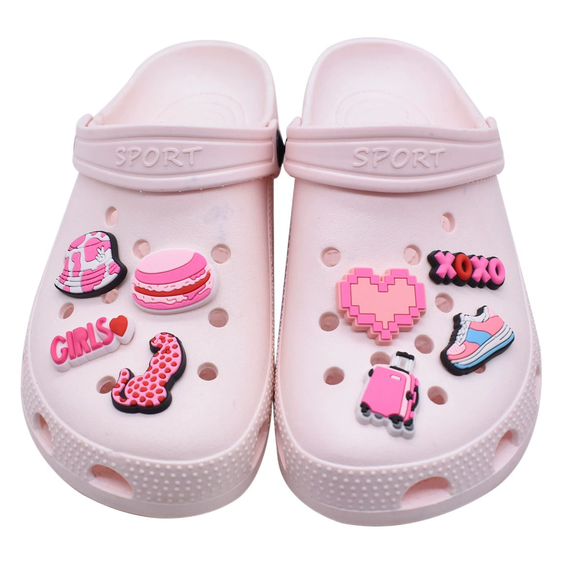 Розовая обувь для девочек с отверстиями Обувь с цветком Съемная садовая обувь Пряжка для обуви Пляжная обувь Аксессуары для обуви DIY Декоративная Пряжка для вечеринок