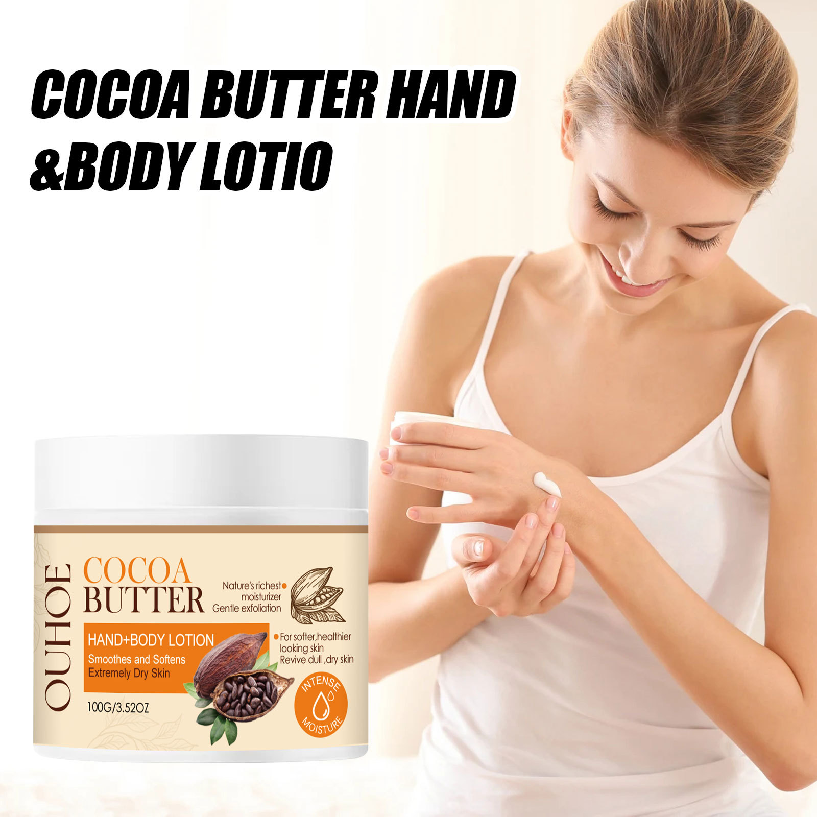 OUHOE Cocoa Butter Body lotion Lightens Acne Dark Skin, Moisturizes, Whitens and beautifies skin_voghion.com
