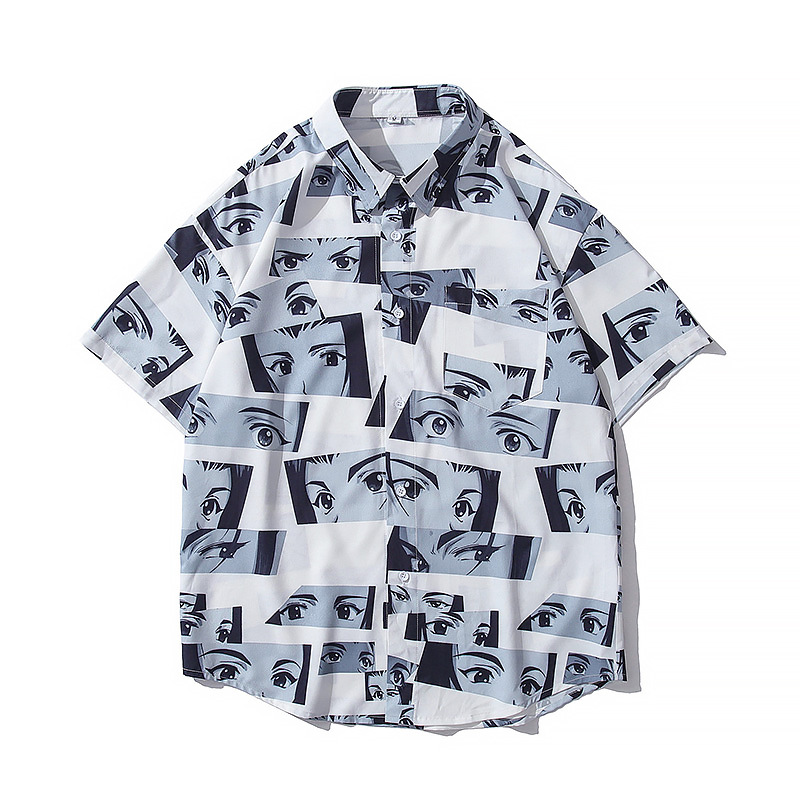 2021 Printed Splicing Color Men's Shirt...