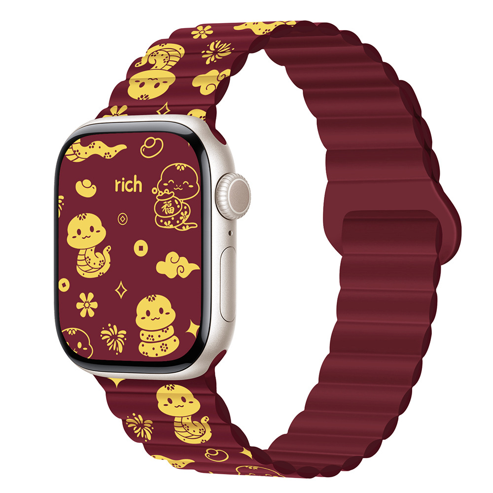 30g Weight Apple Smart Watch Magnetic Strap Classification Silica Gel Material Solid Color Pattern Casual, Fashion style Style Casual Fashion Style Solid Color Apple Smart Watch Magnetic Strap 1
