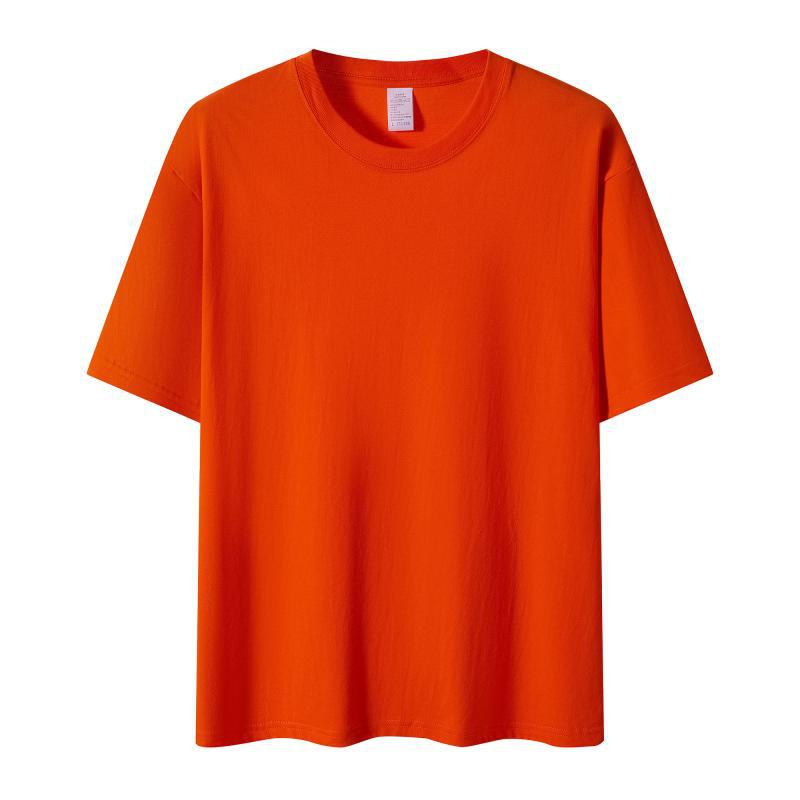 210G algodón peinado de hombro camiseta de cuello redondo de verano coreano ropa de trabajo de mangas cortas camiseta publicitaria personalizada impresión image 12