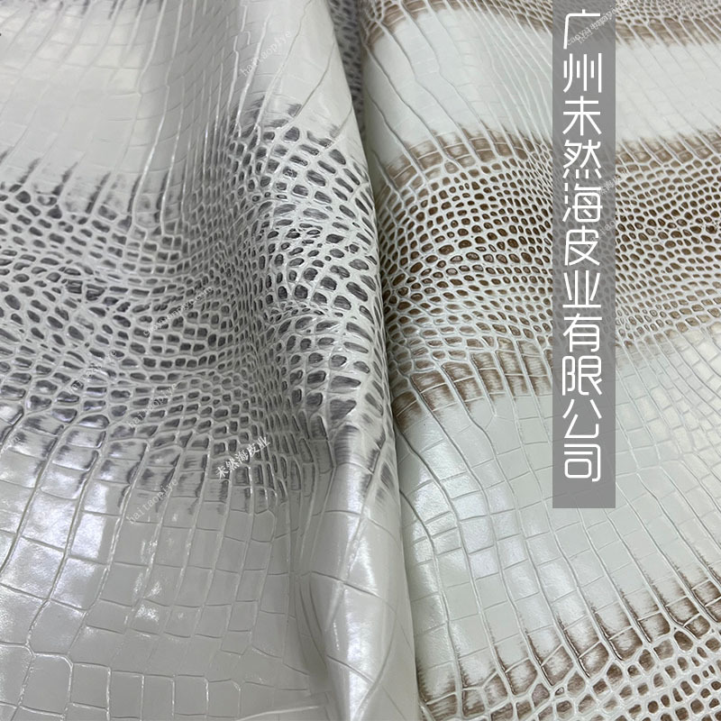 喜马拉雅鳄鱼纹双色牛皮拖鞋女鞋用真皮