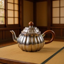 纯银999银壶藏六造花瓣形急须纯手工泡茶壶小日本银茶具功夫茶