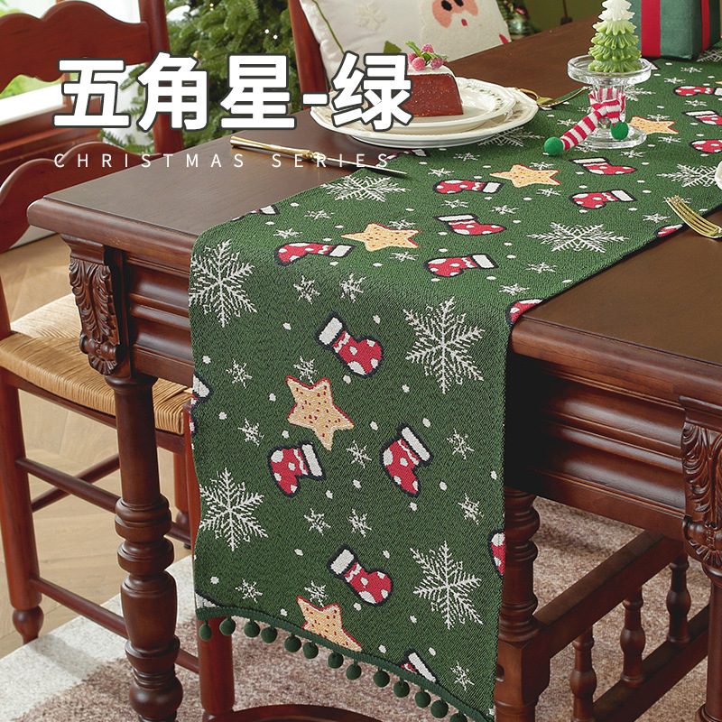 新しいクリスマススタイルテーブルフラグレッドライト高級西洋レストラン暖炉キャビネットロング布雰囲気テーブルフラグクロスボーダー配送|undefined