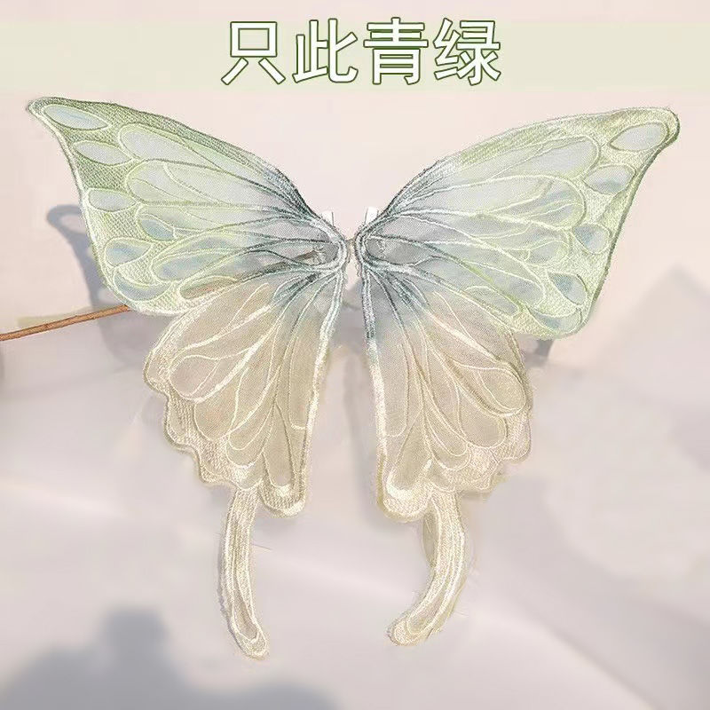 成品双层汉服大扑棱蛾子发饰蝴蝶发夹古风走秀网纱Lolita头饰