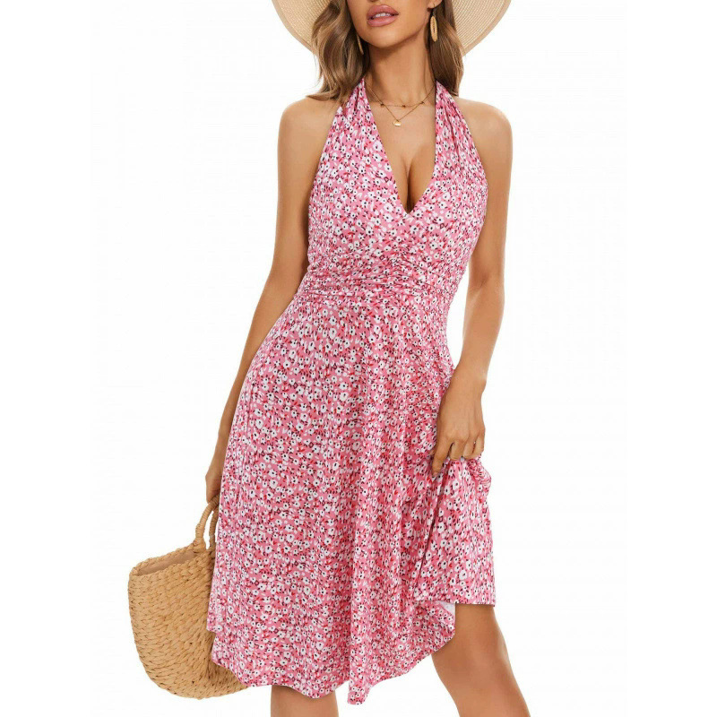 Women's Floral Casual V-Neck Office Dress