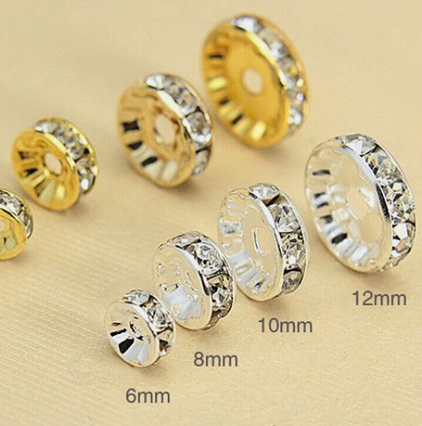 Shiny 10mm silver plated flat edge drill ring DIY alloy accessories isolation drill wheel rhinestone straight edge beaded beads