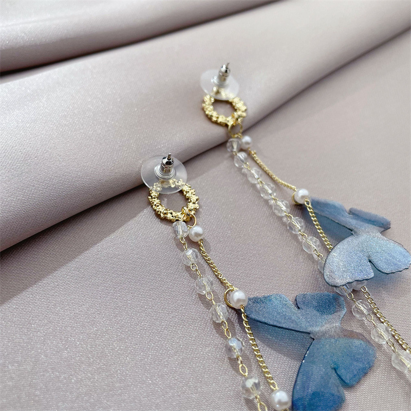 Jewelry Blue Transparent Bow Earrings Long Fashion Acrylic Earrings display picture 6