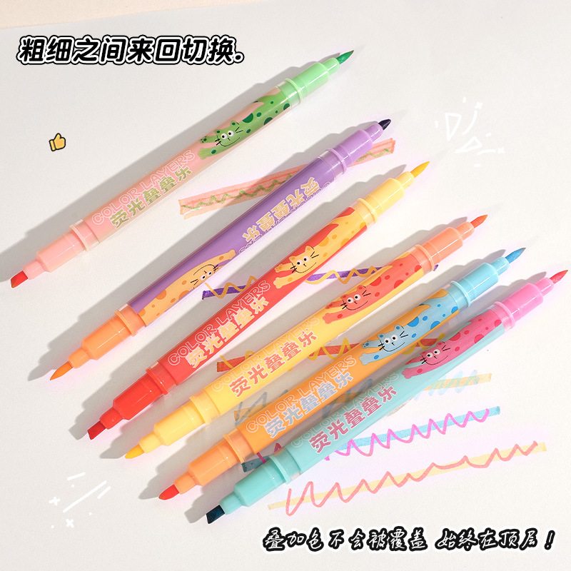 Creativo de doble cabeza de doble color marcador de color de los estudiantes de la escuela primaria de alto valor de color de la cuenta de mano de graffiti marcador