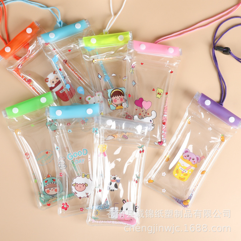 三つ折り漫画エアバッグ携帯電話防水バッグかわいいフレッシュな携帯電話バッグ屋外漂流タッチスクリーンpvc防水バッグ|undefined