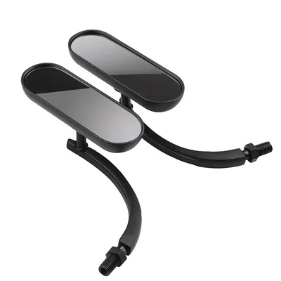 Harley Motorcycle Universal Aluminum Modified Rearview Mirror Retro Cool Black Electroplated Reflector Reversing Mirror (Motorcycle rearview mirror) - black
