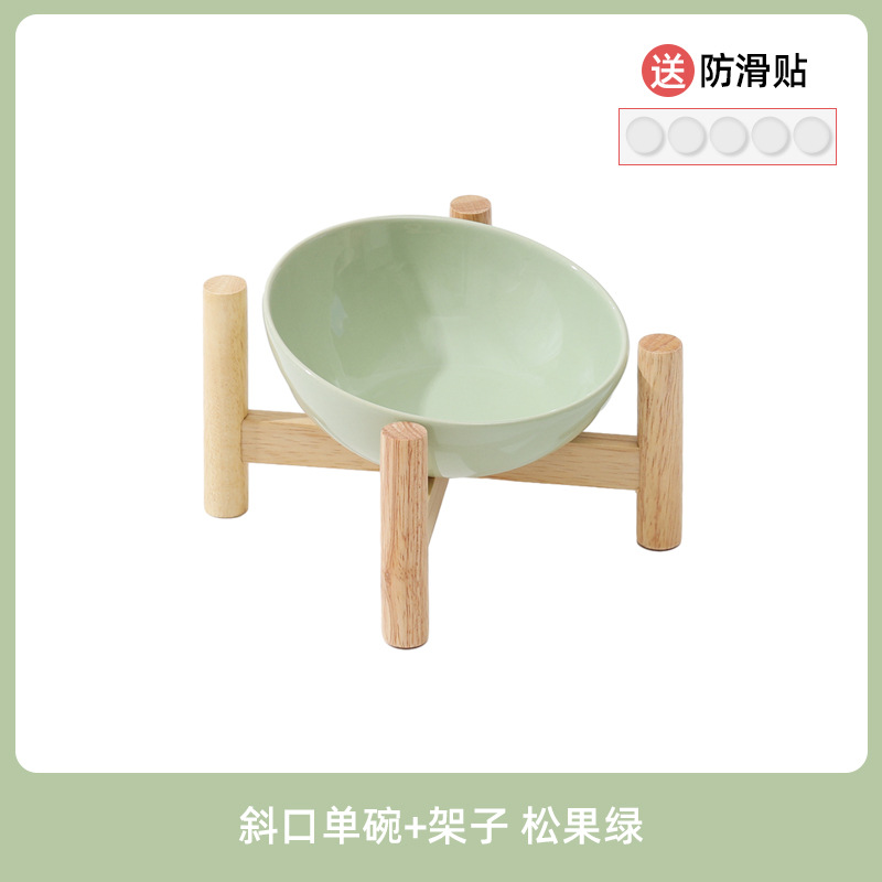 Bisel biselada tazón de cerámica suministros para mascotas gato y perro tazón de comida tazón para beber doble tazón antidetonantes protección del cuello del pie alto