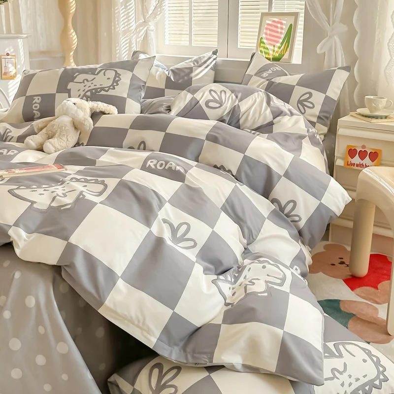 Cama de impresión no estática tipo A tipo de piel doméstica cuatro piezas de sábanas de algodón residencial sábanas de cama tipo笠 molido