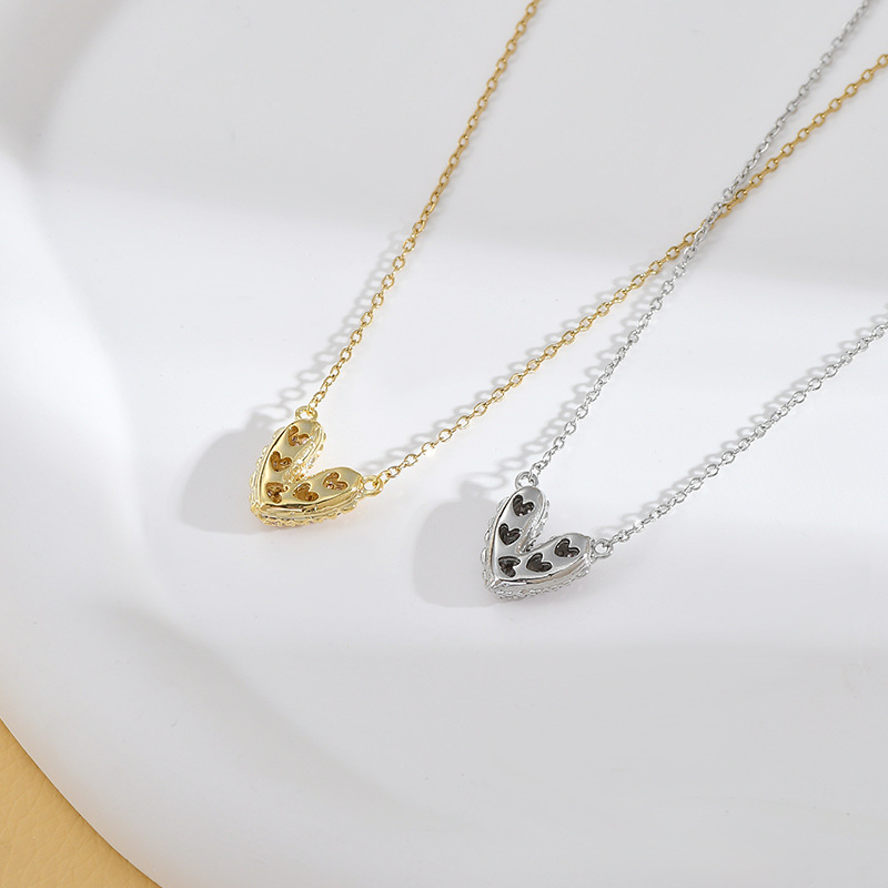 Women'S Gender Sweet Heart Shape Copper Pendant Necklace Plating Inlay Zircon Copper Necklaces 1 Piece