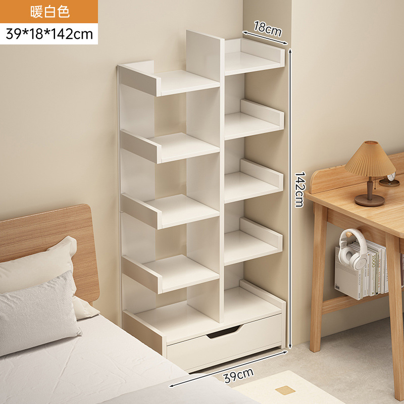 estantería de piso estantería de estantería de árbol pequeño estante de biblioteca de sala de estar pared doméstica multicapa de espacio estrecho armario de almacenamiento armario de almacenamiento
