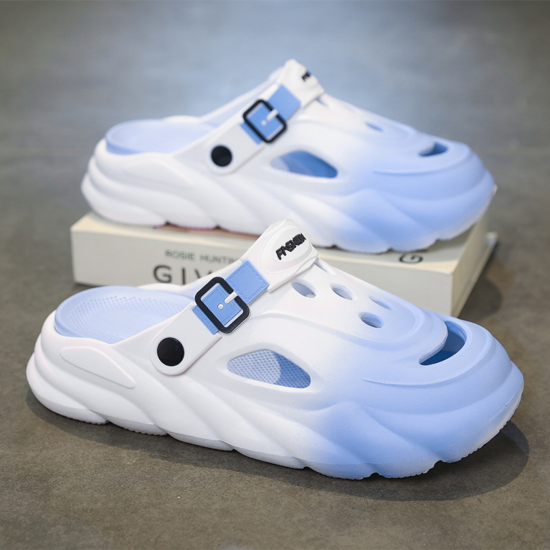 Nuevo estilo de los hombres, ligero, cómodo, tendencia, moda, ocio diario, punta redonda, color a juego, transpirable, zapatos con agujeros para hombres Baotou