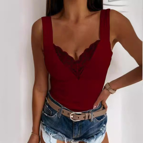 European and American Plus Size Amazon Cross-border New Arrival Fashion Casual Strappy Sexy Lace Vest