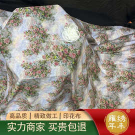 韩版油画玫瑰花纹印花布 纯棉面料童装连衣裙服装桌布箱包布料