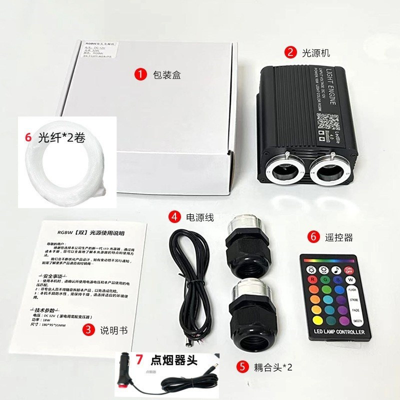 220v national standard light source machine, colorful remote control, 0.75mm*2m fiber optic cable, home interior ceiling colorful starry sky effect
