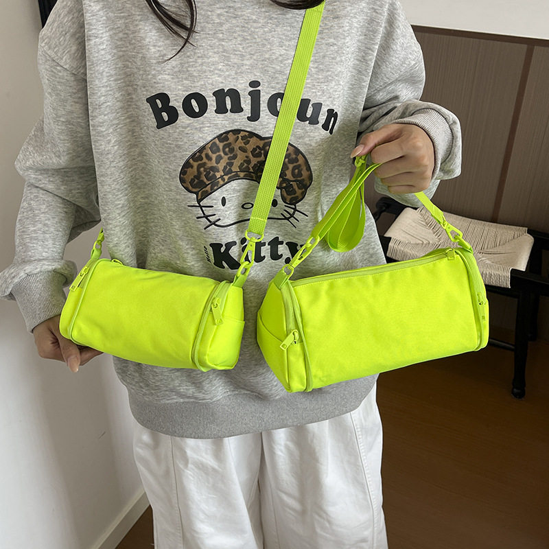 Túi đeo chéo nữ cỡ lớn thiết kế tối giản phong cách Hàn Quốc, chất liệu nylon nhẹ, nhiều ngăn tiện dụng — Cây trumpet xanh, Hồng Trumpet, Màu cà phê Trumpet, Trumpet xanh đậm chi tiết 30