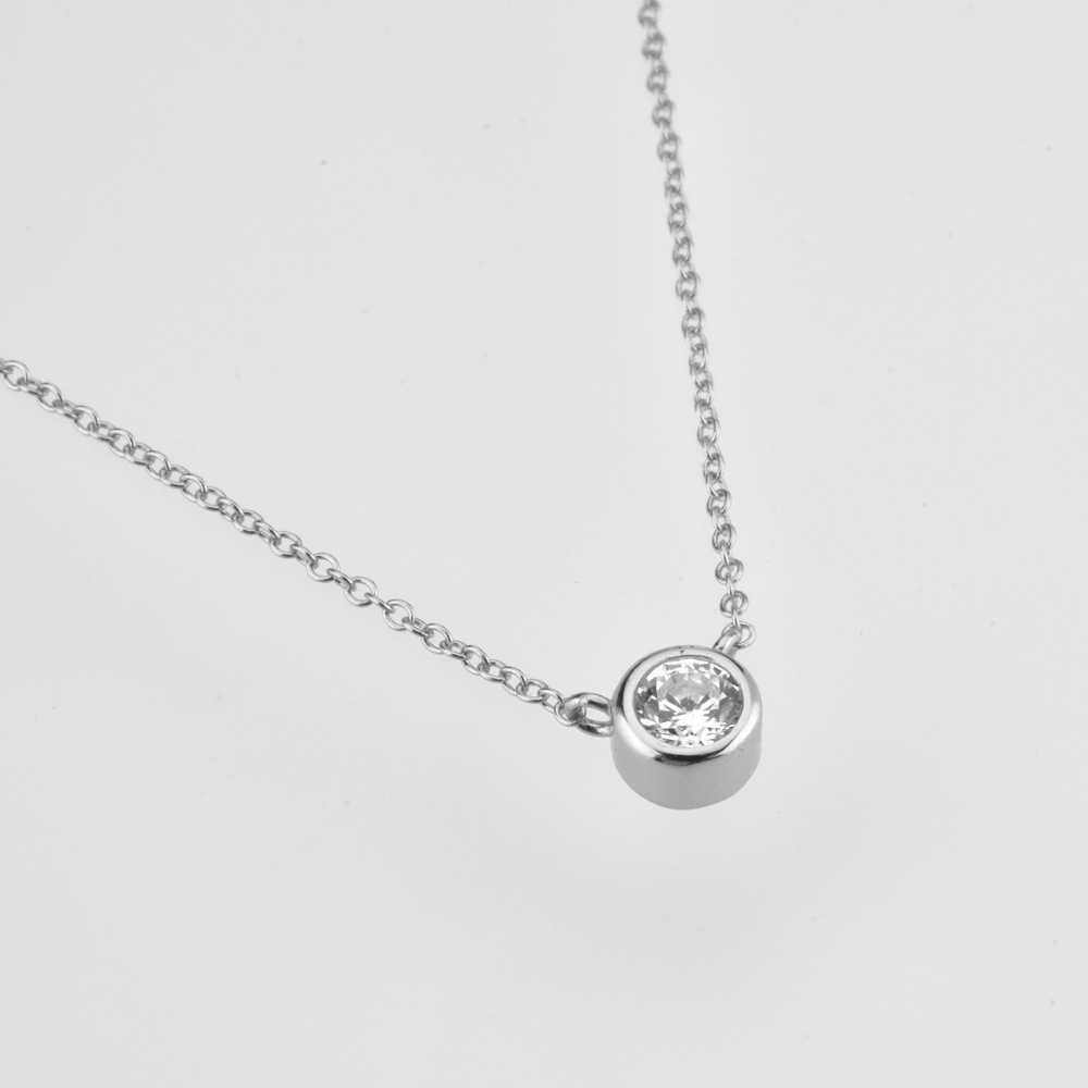 925 Sterling Silver Material 925 Sterling Silver Zircon Cable Chain Plating Inlay Round Necklace